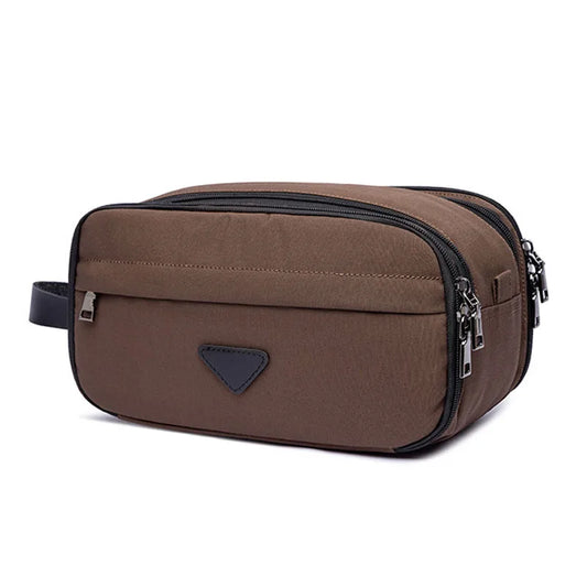 Trousse homme marron – toile résistante et étanche – week-end/voyage