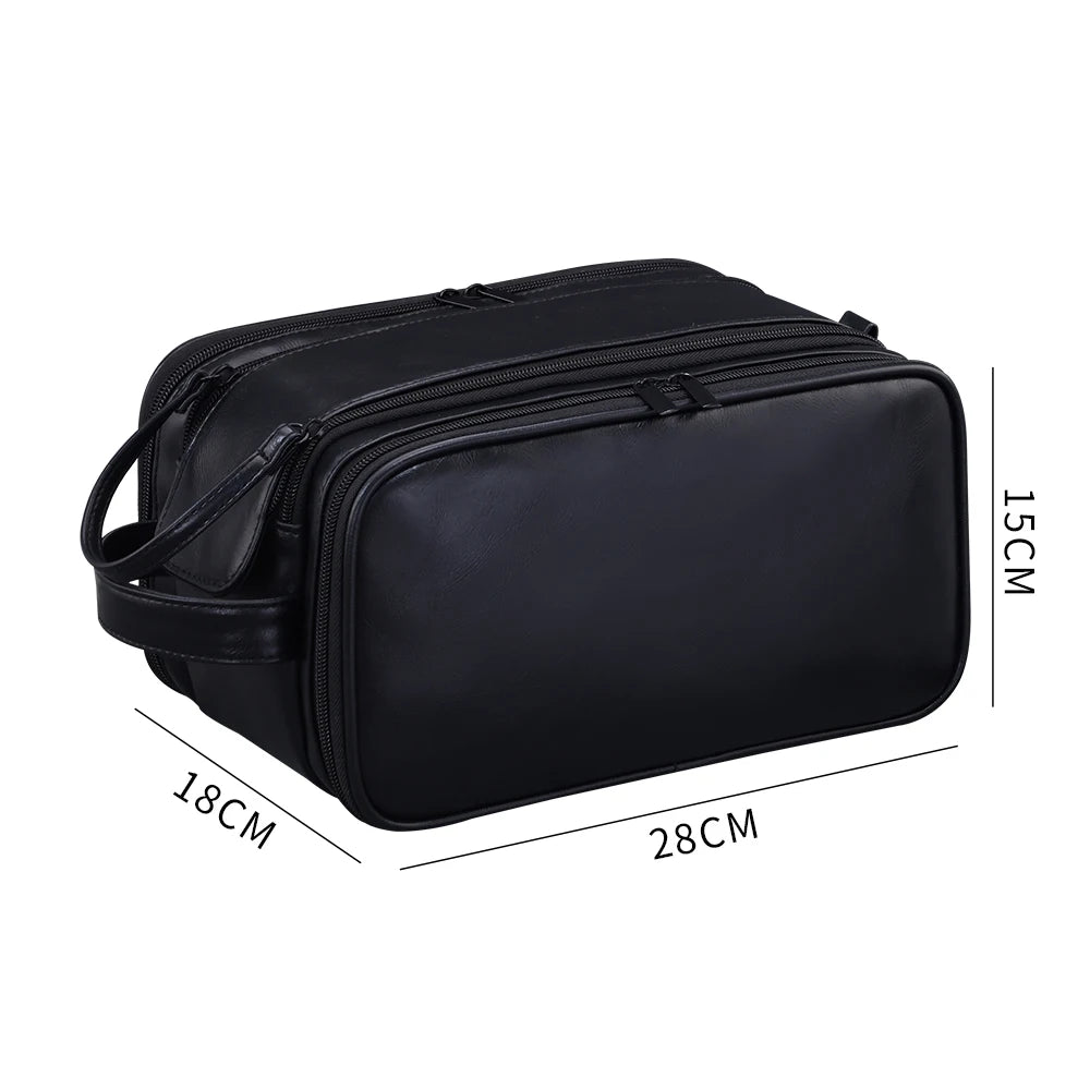 Trousse toilette homme marron – cuir PU vintage – grande capacité voyage