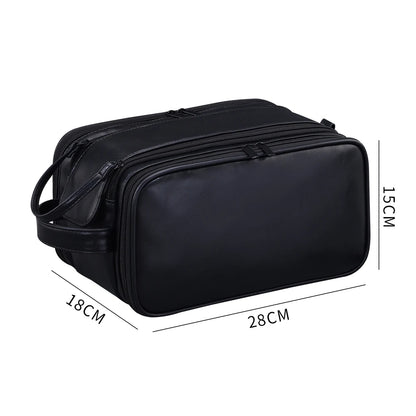 Trousse toilette homme marron – cuir PU vintage – grande capacité voyage