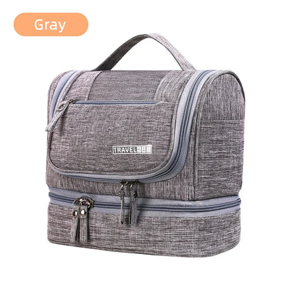 Trousse de toilette femme grise – suspendue, étanche, voyage