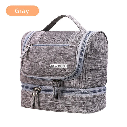 Trousse de toilette femme grise – suspendue, étanche, voyage