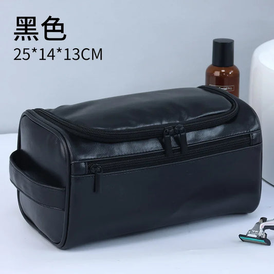 Trousse toilette noire vintage imperméable avec crochet – 25x13x13cm