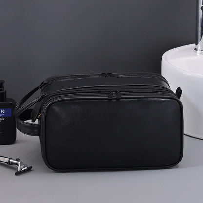 Trousse toilette homme noire – grand format cuir PU – voyage & salle de bain