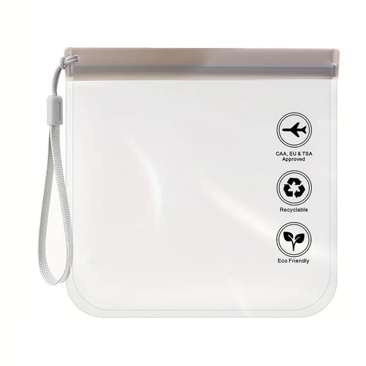 Trousse avion 20x20cm transparente EVA gris | Cabine 1L conforme