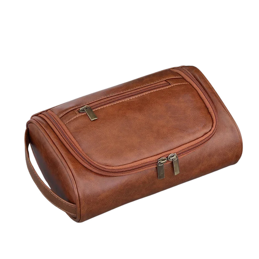 Trousse toilette homme marron – cuir PU vintage – élégante & pratique