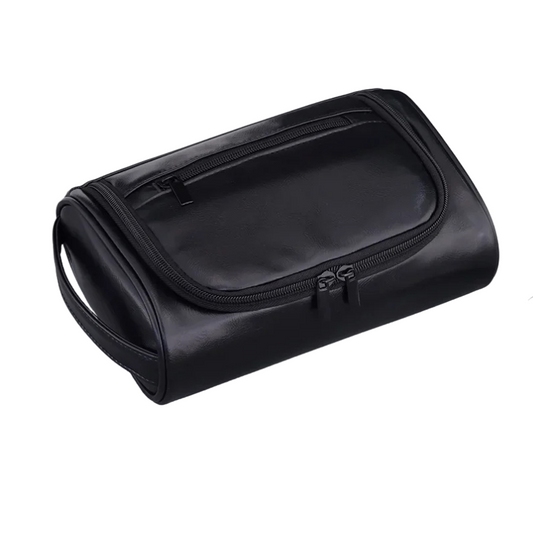 Trousse toilette homme noire – cuir PU étanche – week-end & pro